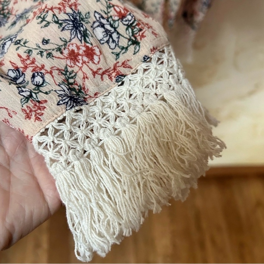 NWT Rock & Roll Denim Floral Fringe Kimono | Boho Western Festival Large - Picture 4 of 9